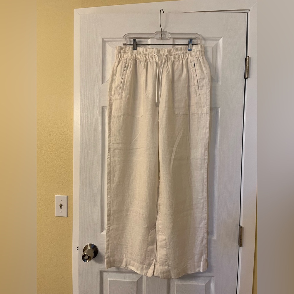 NWOT Athleta Retreat Off White Wide-Leg Linen Pants - Picture 5 of 9
